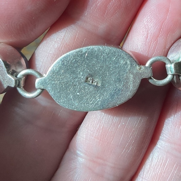 Sterling Silver 925 Turquoise/Tiger Eye/Carnelian/Blue Chalcedony Bracelet - Picture 5 of 11